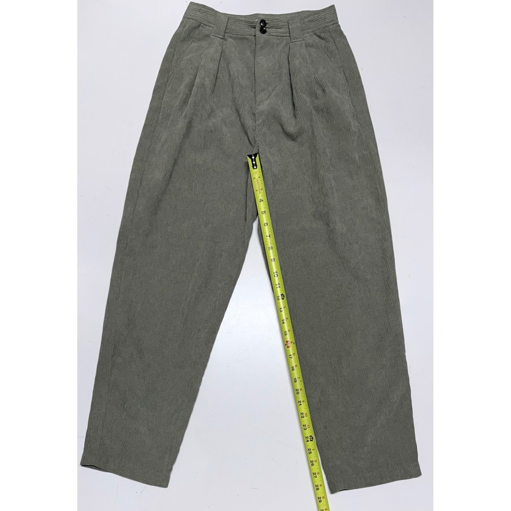 Madewell Pleated Corduroy Trousers Sage Green High Waist Tapered Pants Size 0